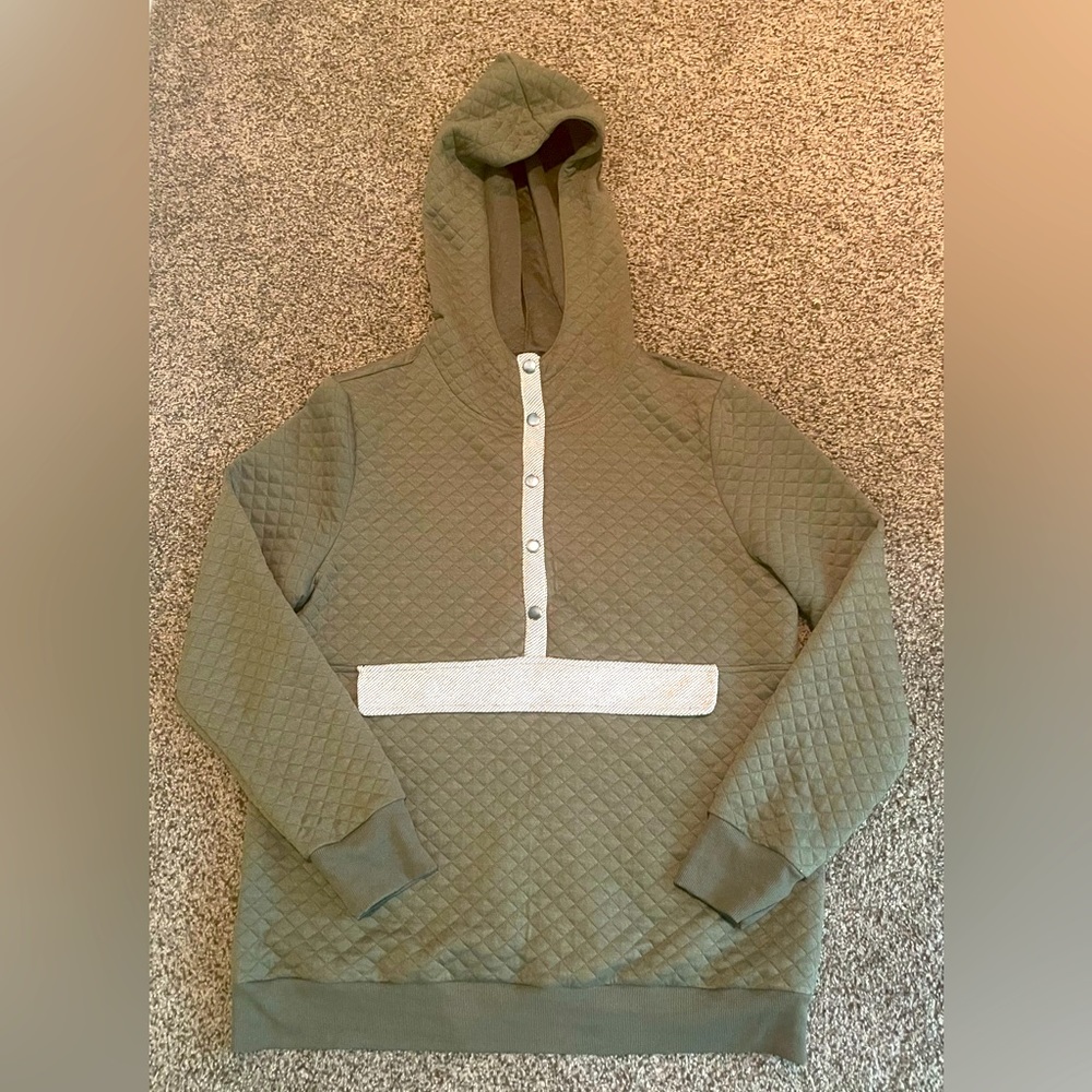Olive green quilted hoodie